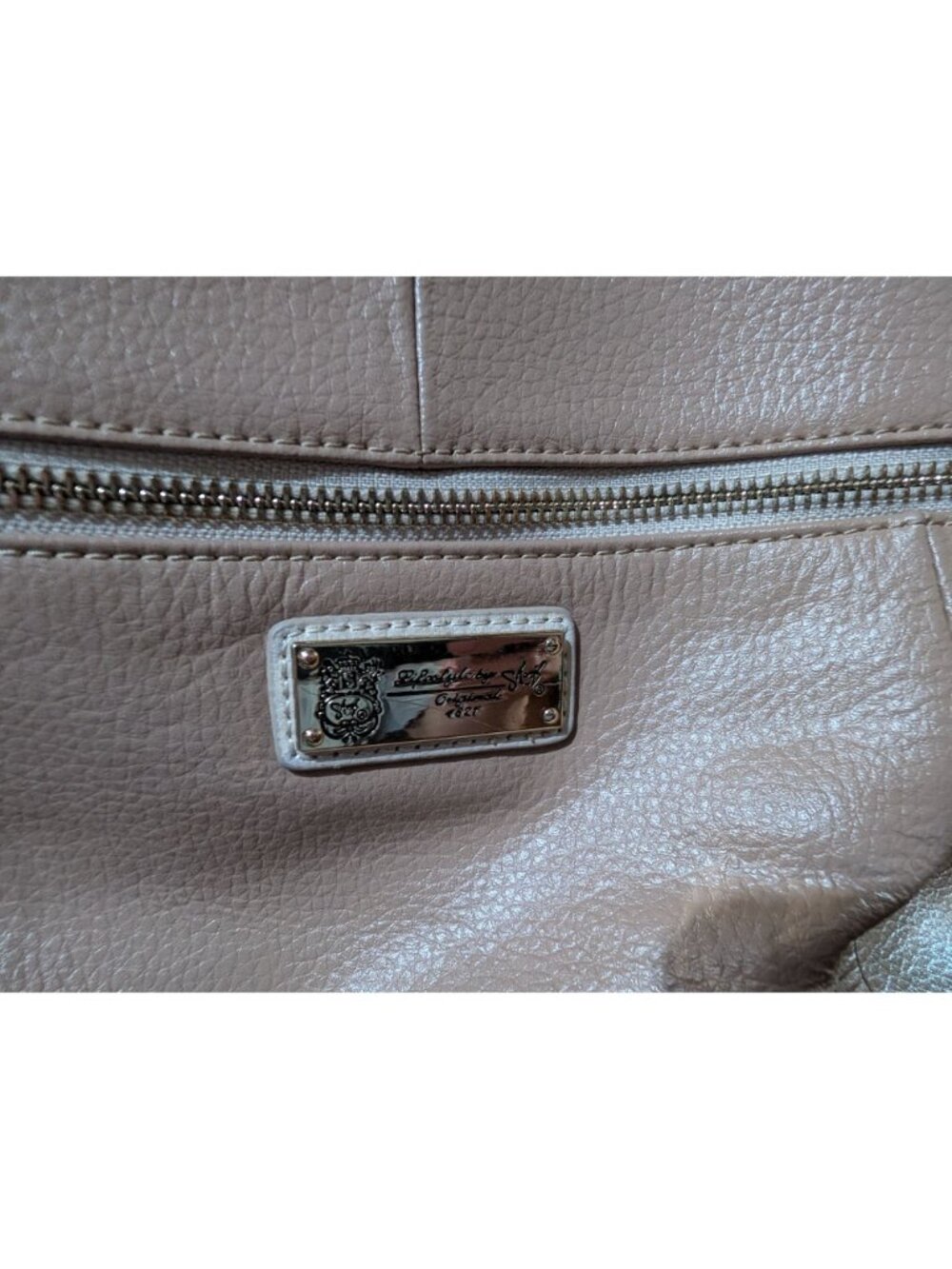 Sharif Sunflower Embroidered Beige Leather Shoulder Bag Purse w/ Wristlet - Picture 7 of 12